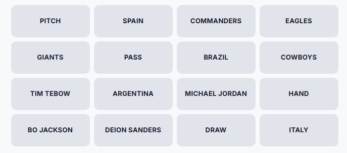 Connections Sports Edition Study the grid
